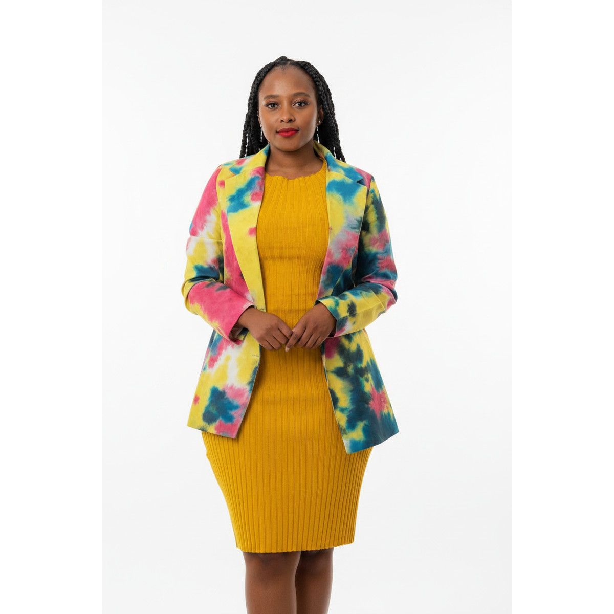 Tie-Dye Print Formal Blazer