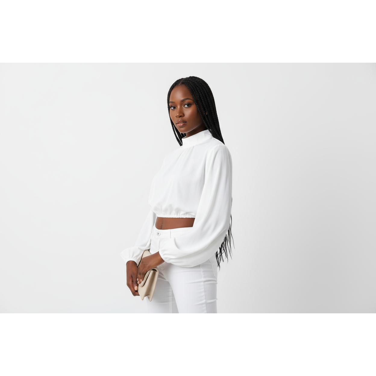 Lantern Sleeve Chic Crop Top