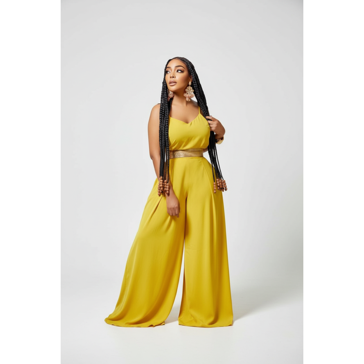 Wide Leg Back Tied Overall Jumpsuit