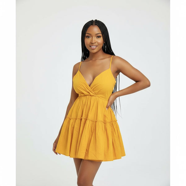 Deep V-Neck Mini Dress – YELLOW SUB TRADING