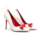 Bottom and Inner Red Bow Decorated High Heel Shoes