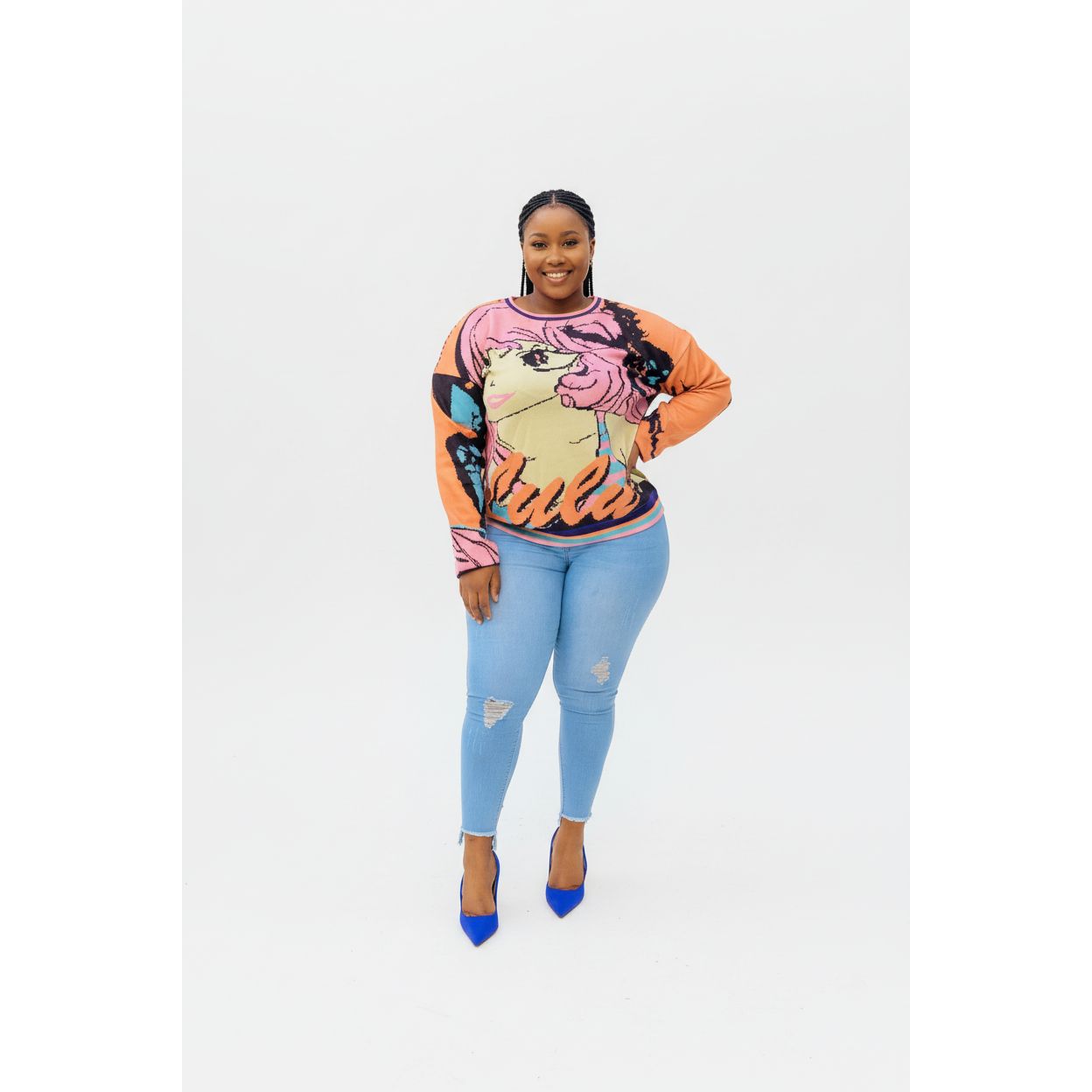 Cartoon Print Longsleeve Sweater Top