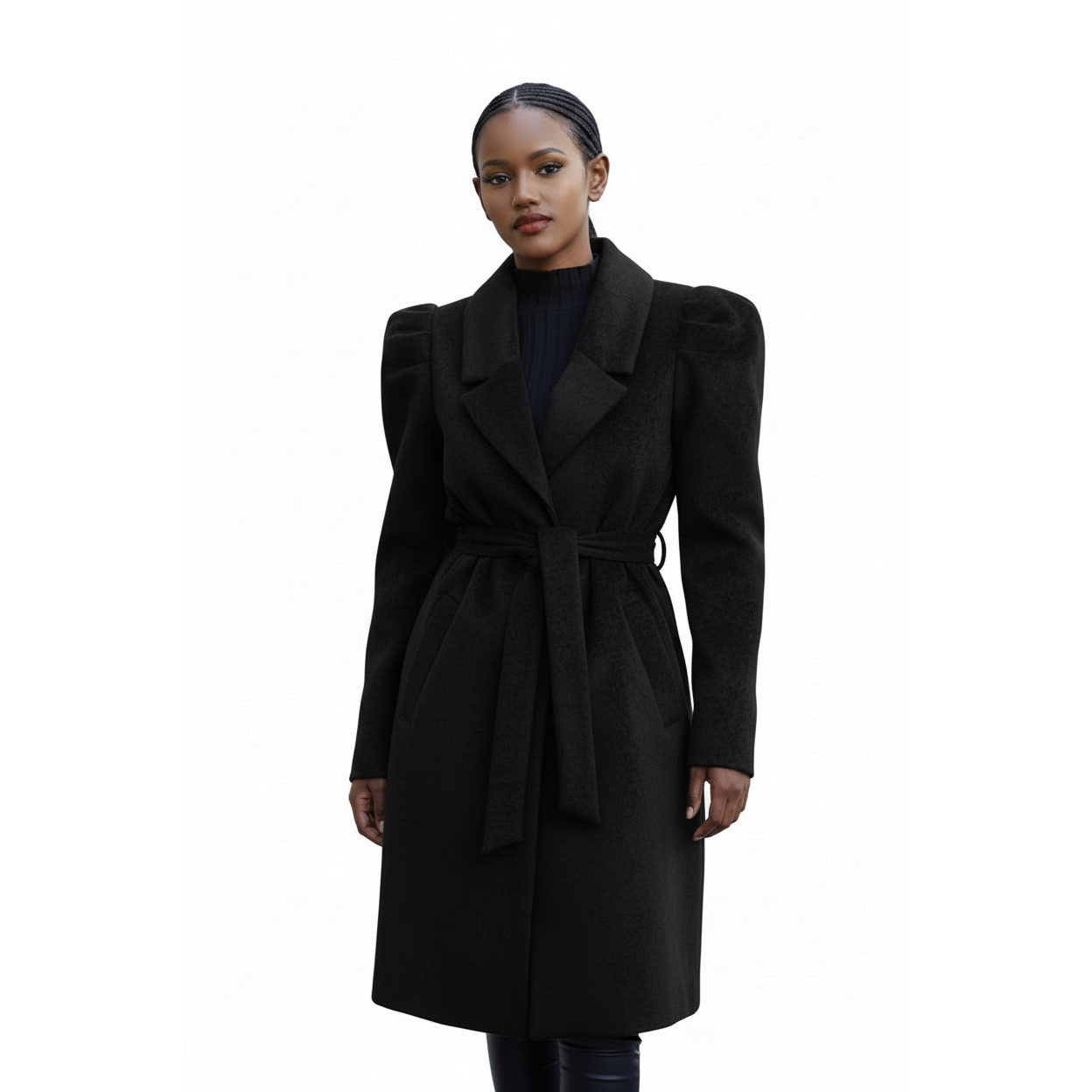 PUFF SHOULDER WATERFALL COAT