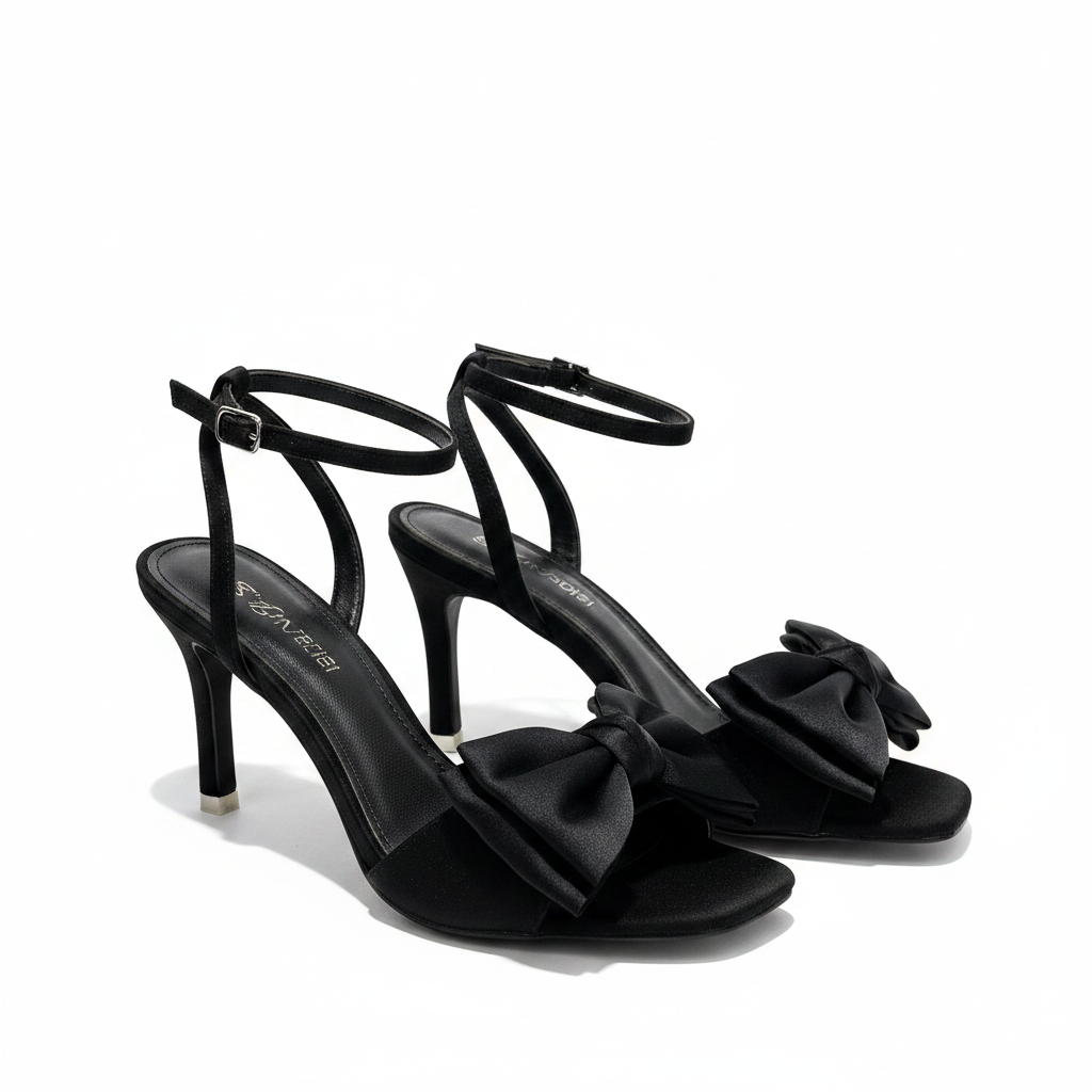 Satin Bow ties Short Heel Shoes
