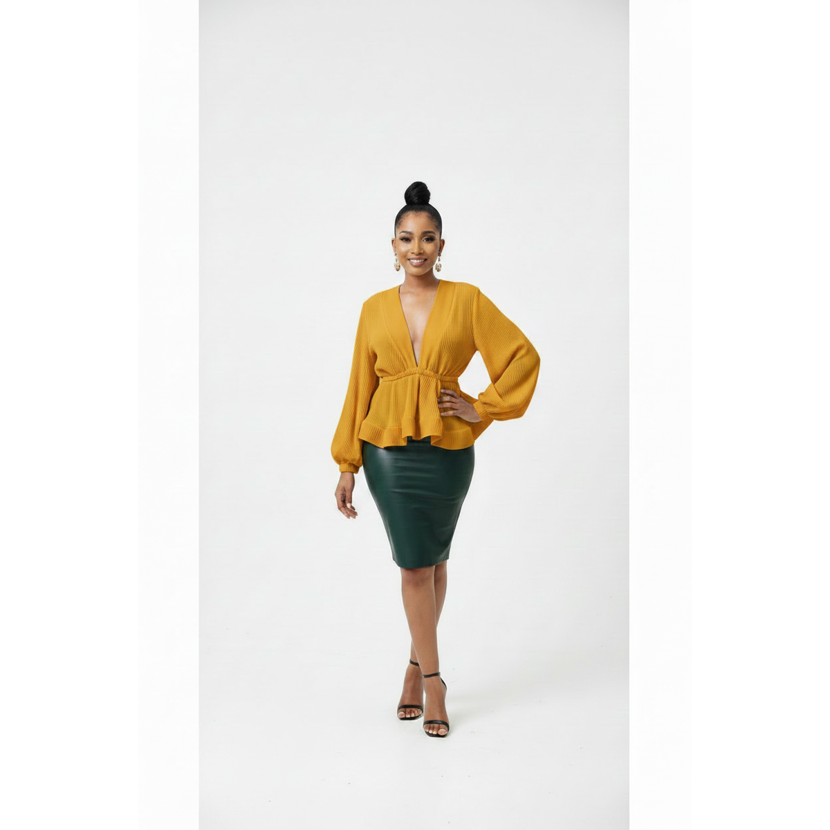 Neploe Ruched Pleated Ruffles Blouse