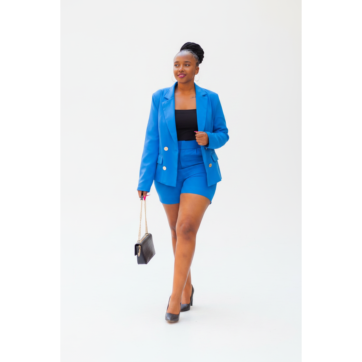 ladies short and blazer set