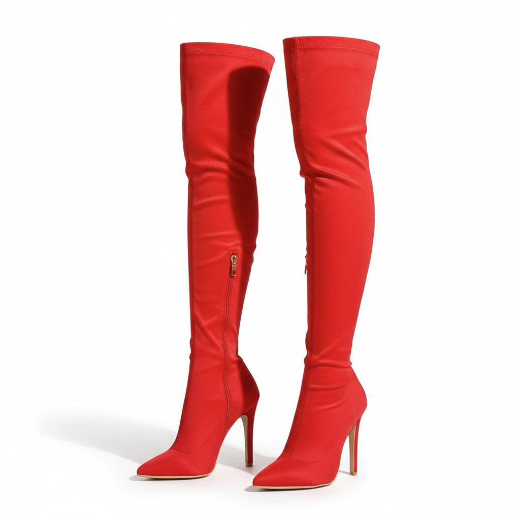 Pointed Toe Thigh High Boots