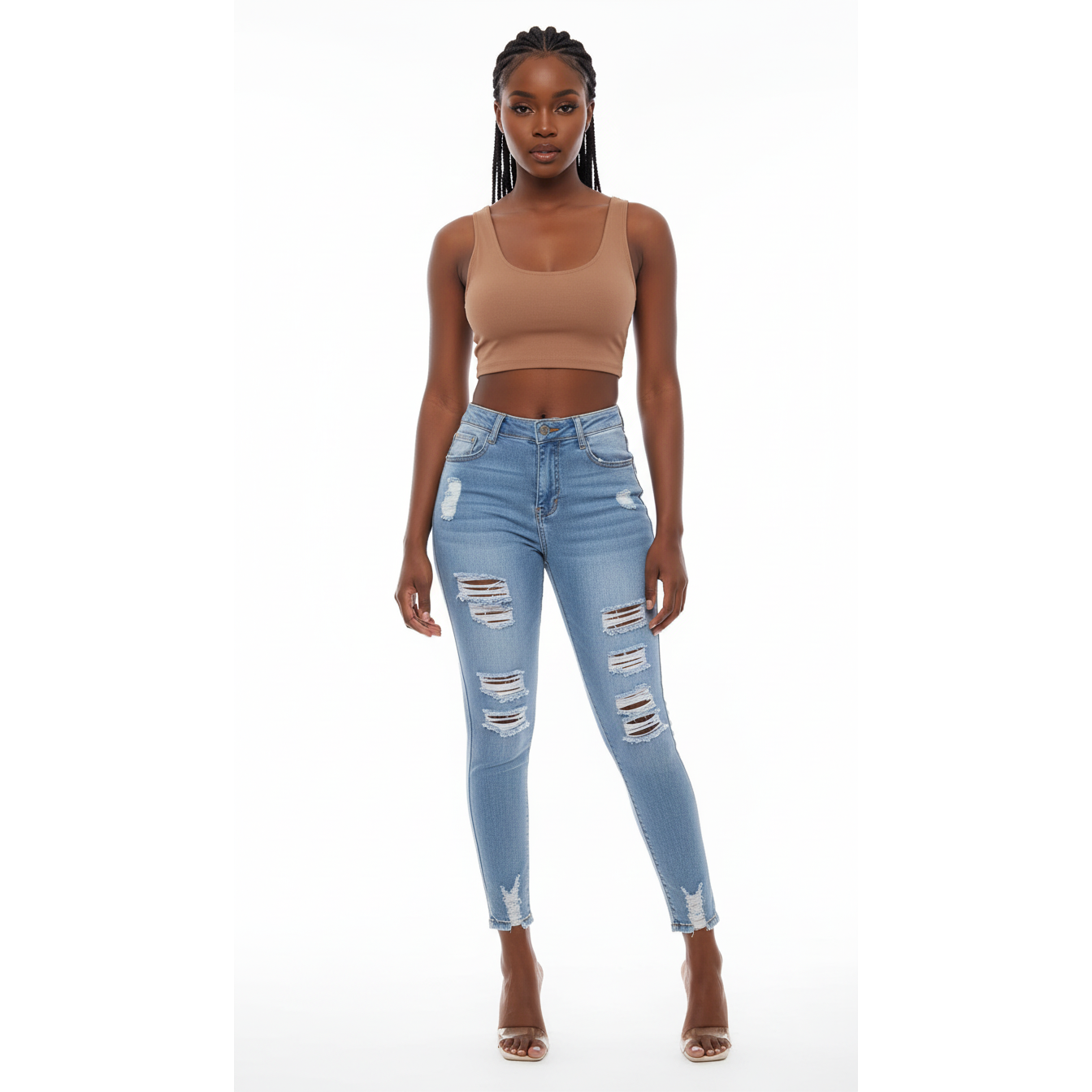 High Waisted Ripped Jeans