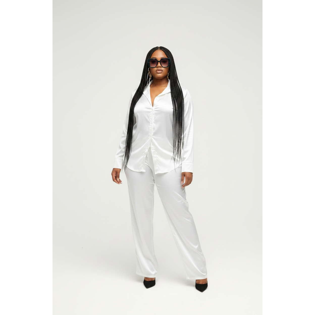 Women's Silky Shirt & Trouser Two-Piece Set