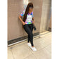 Character Print Lapel Knitted Top