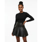 PU Pleated Short Mine Skirt