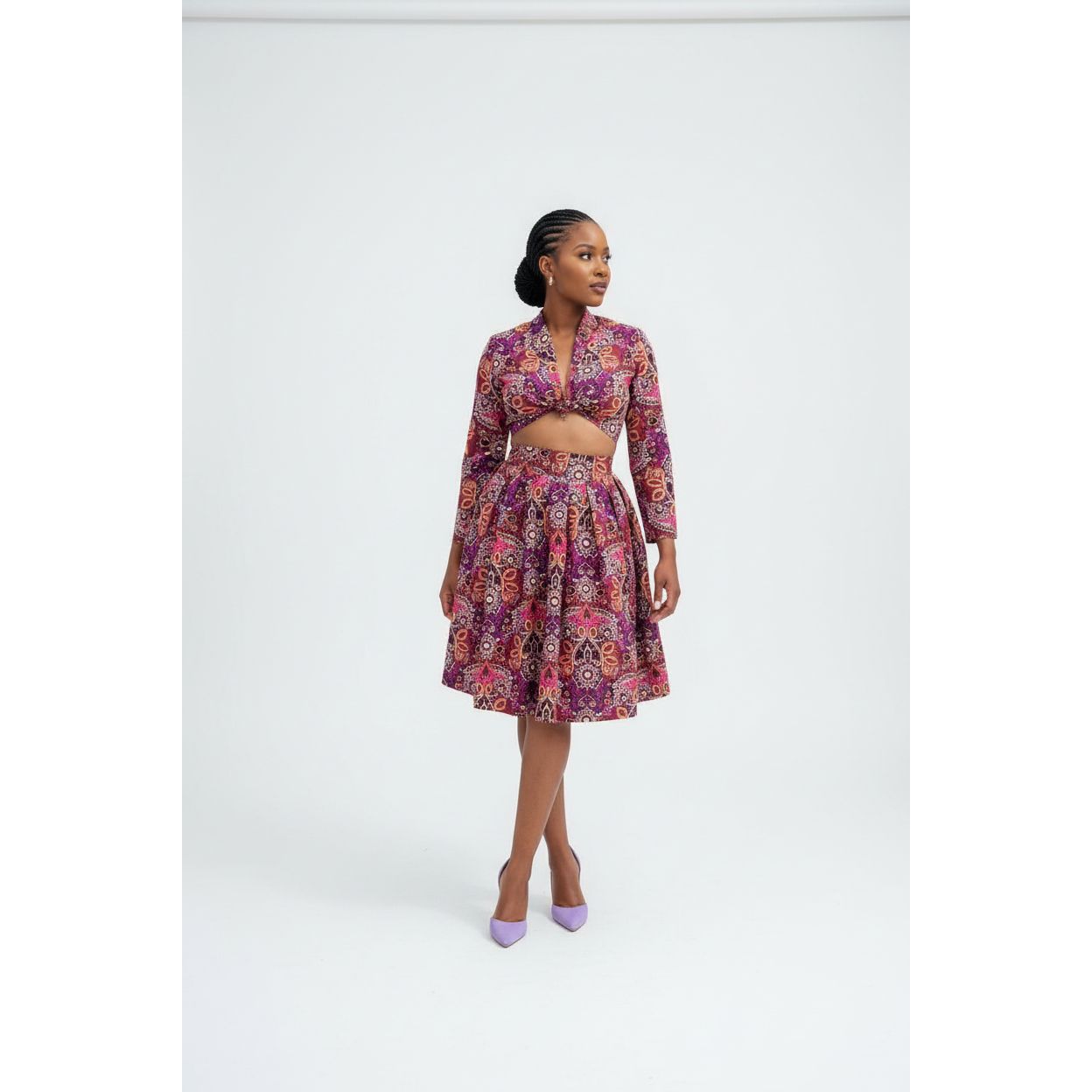 V-Neck Long Sleeve Printed Set