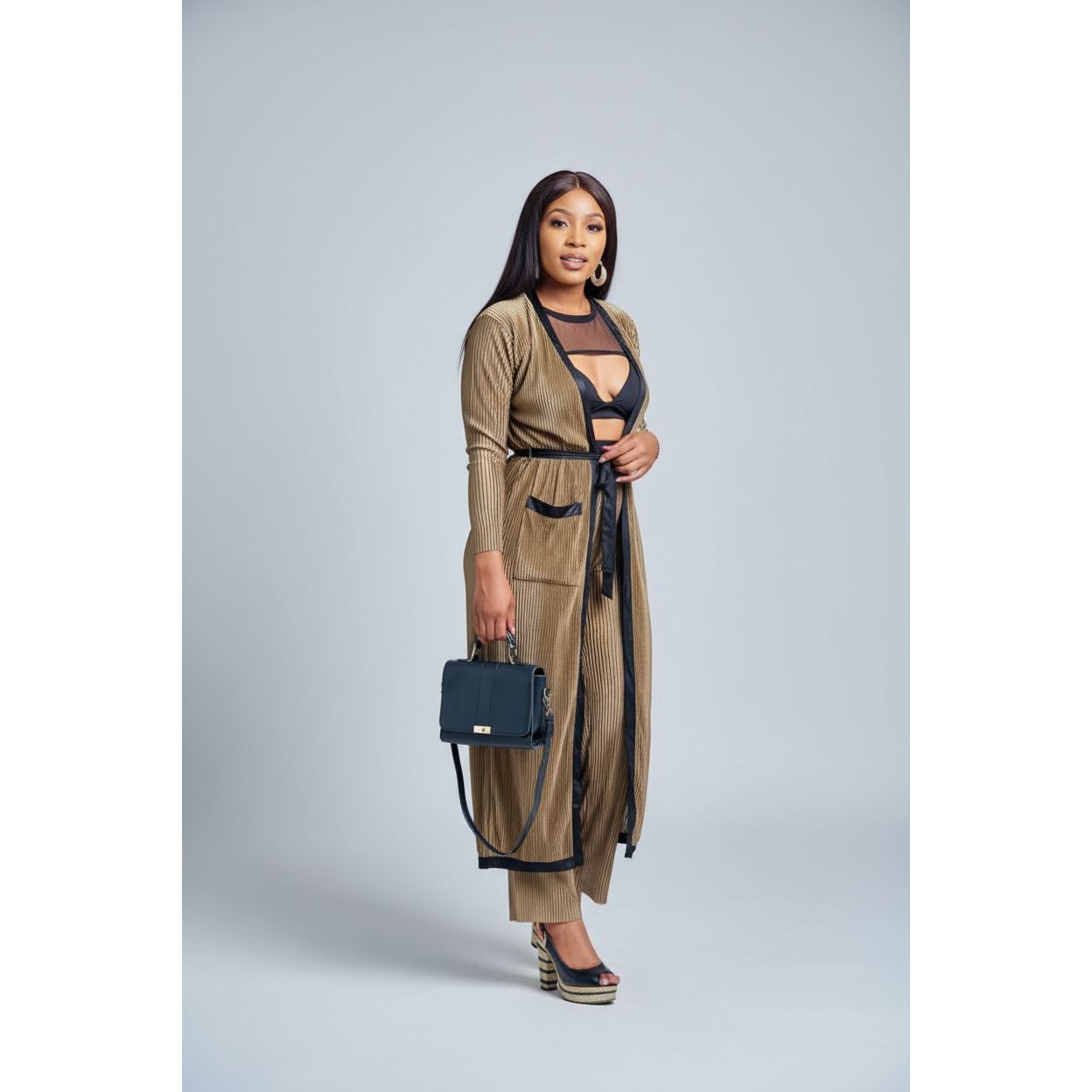 High Waisted Palazzo Pants & Cardigan Set