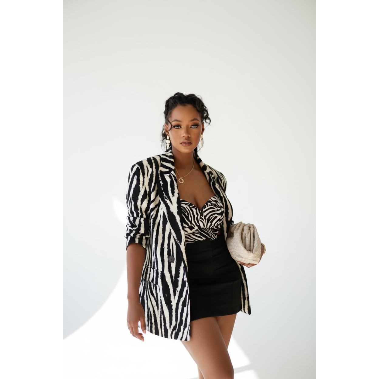 Plaid zebra blazer