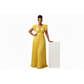 V-Neck  Sealed Design Wide Maxi Dress