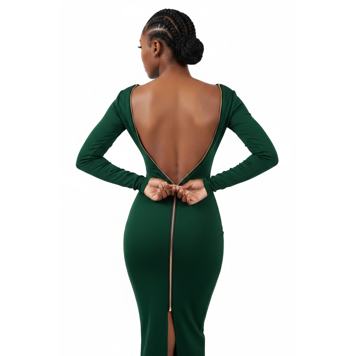Women's Long Sleeve Back Zipper Dress