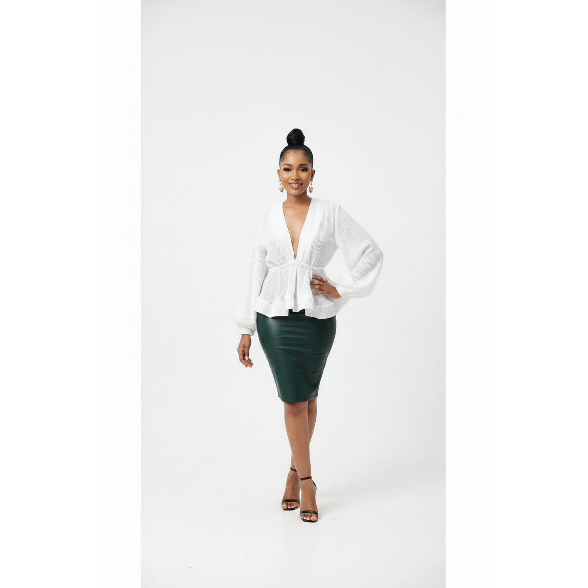 Neploe Ruched Pleated Ruffles Blouse