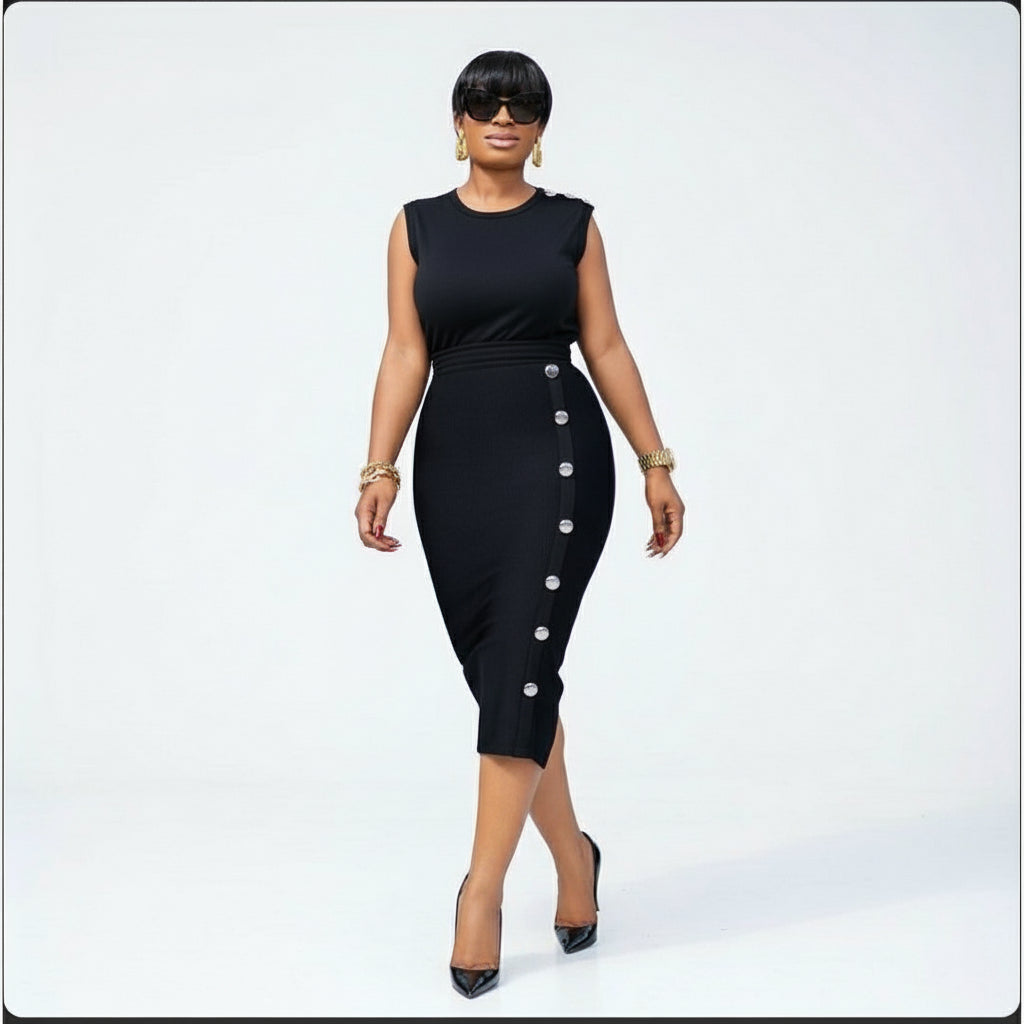 High Waist Sexy Button Bodycon Bandage Skirt