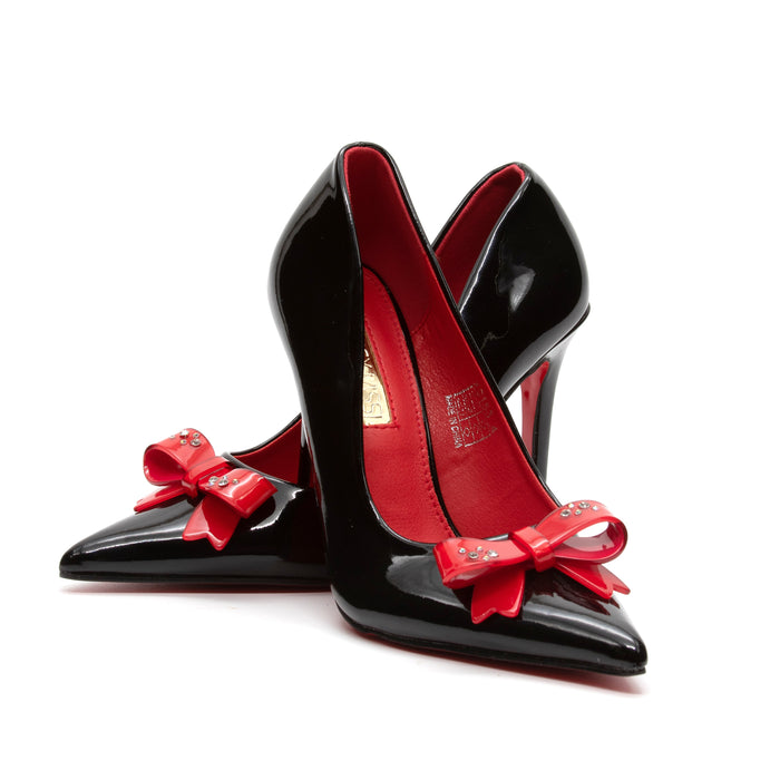 Bottom and Inner Red Bow Decorated High Heel Shoes