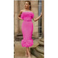 High Waisted Off Shoulder Bodycon Dress