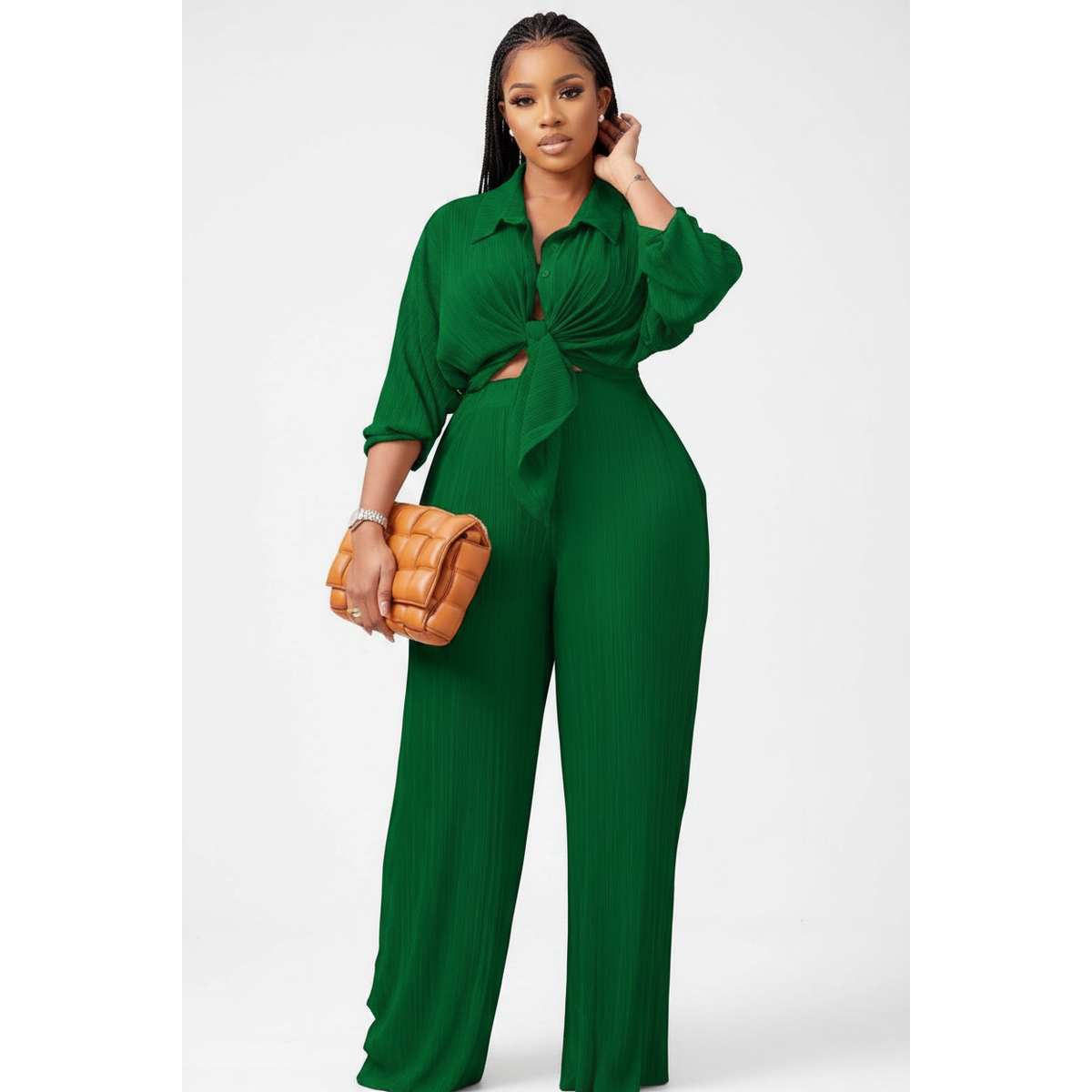 High Waisted Palazzo Pants and Shirt Set