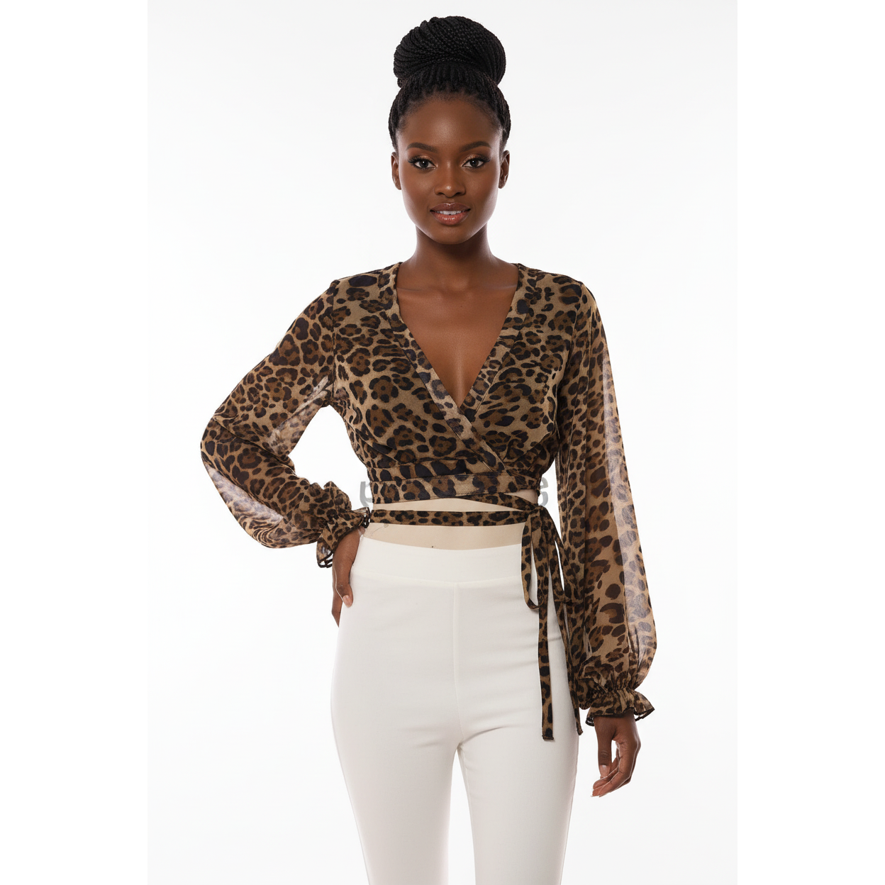 Lace up Back Leopard Print Top