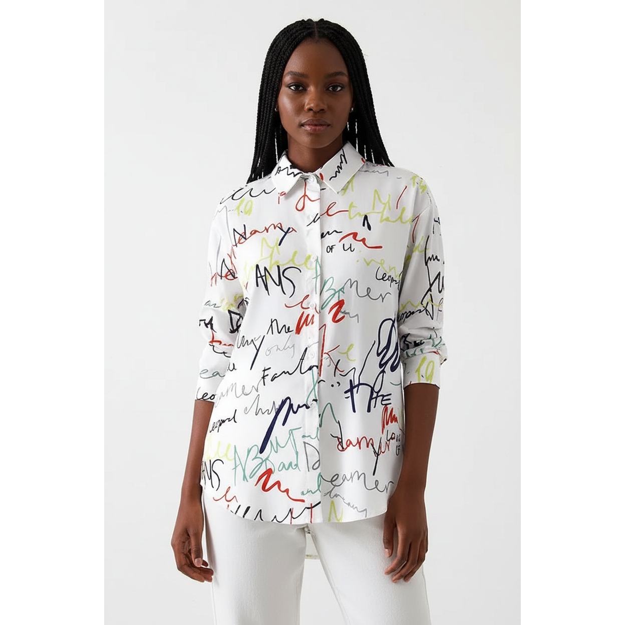 Graffiti Letter Print Casual Shirt