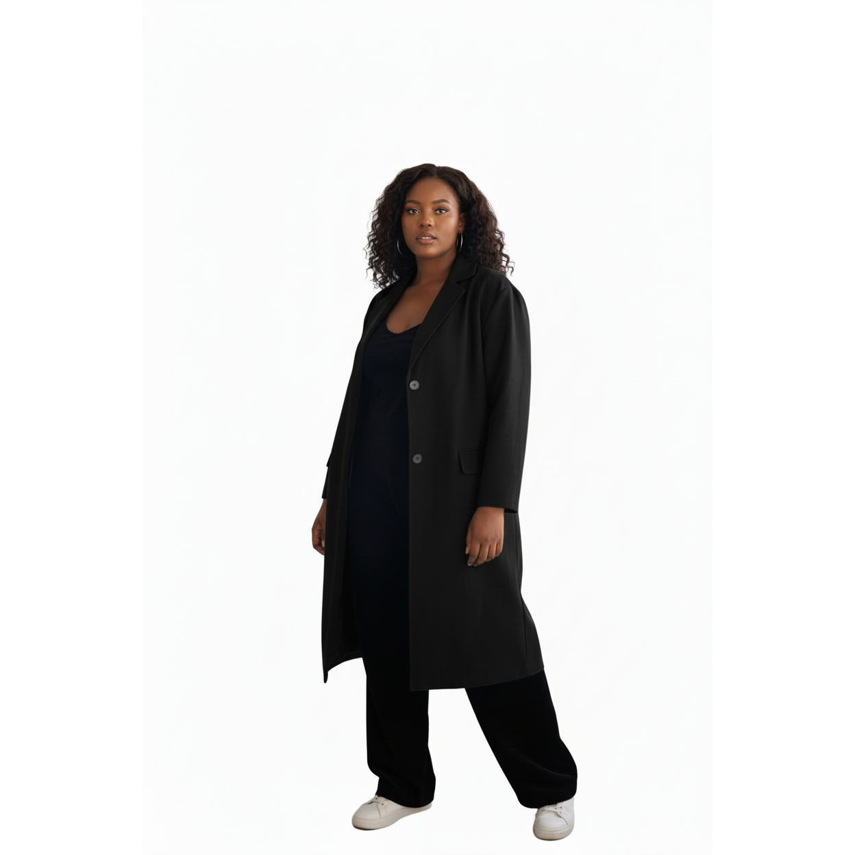 Single Button Long Waterfall Coat