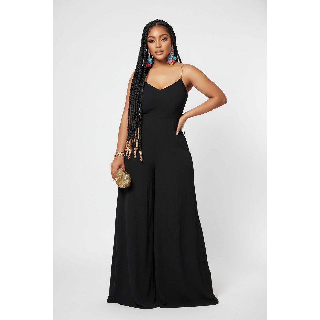 Wide Leg Back Tied Overall Jumpsuit