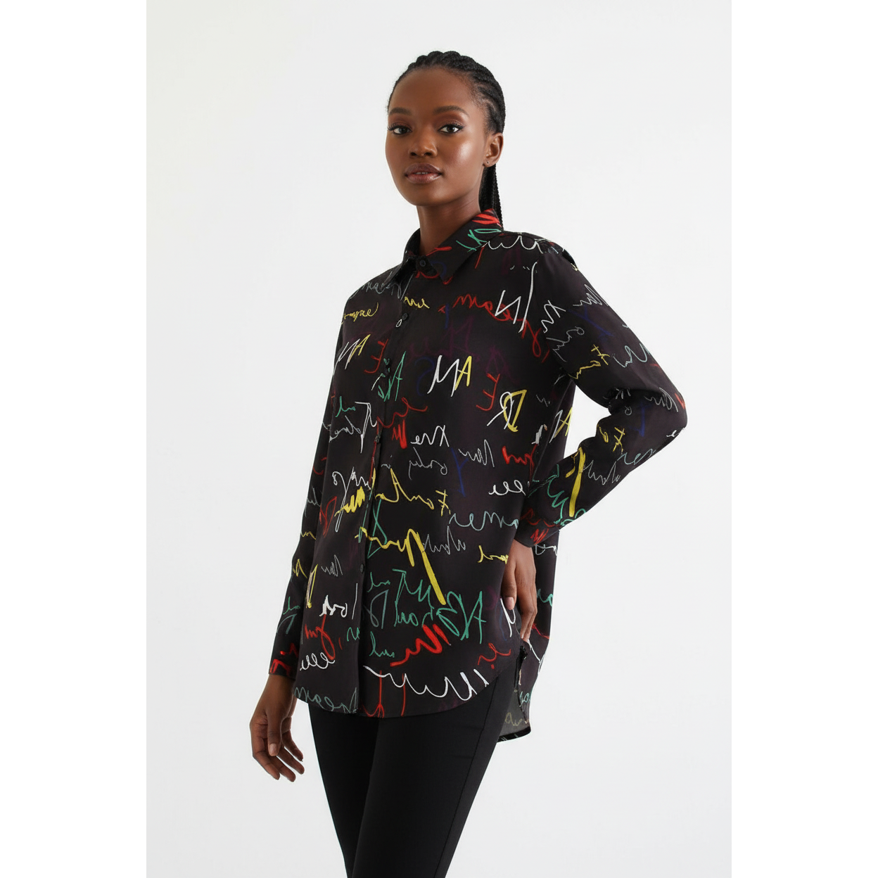 Graffiti Letter Print Casual Shirt