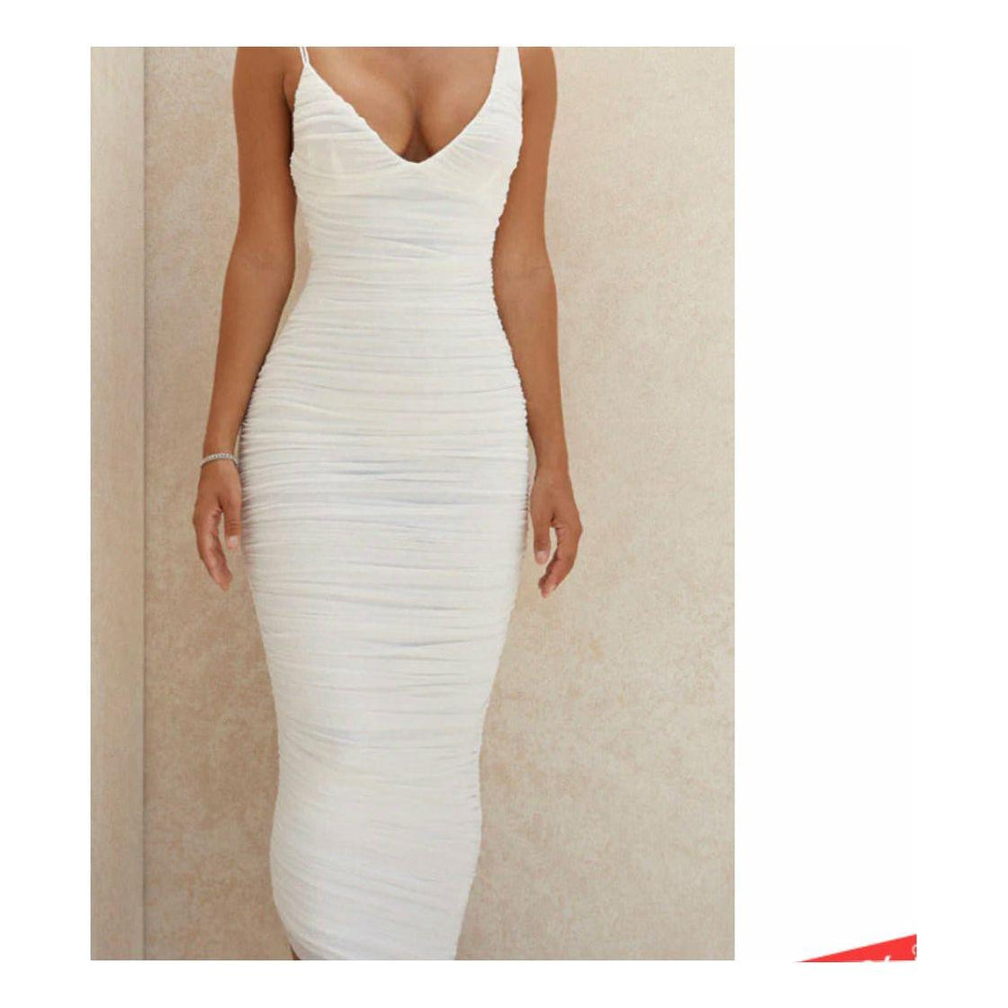 Jumpsuit V Neck Cap Sleves Ruched Formal Dress