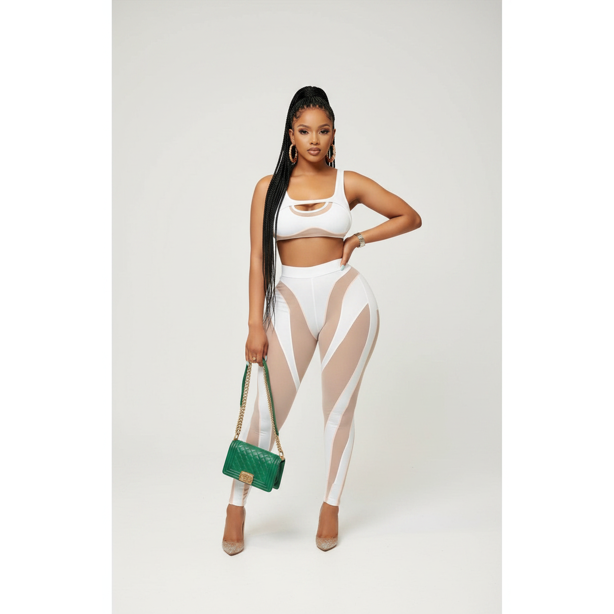 Tight Fitting Crop Top And Pants Set