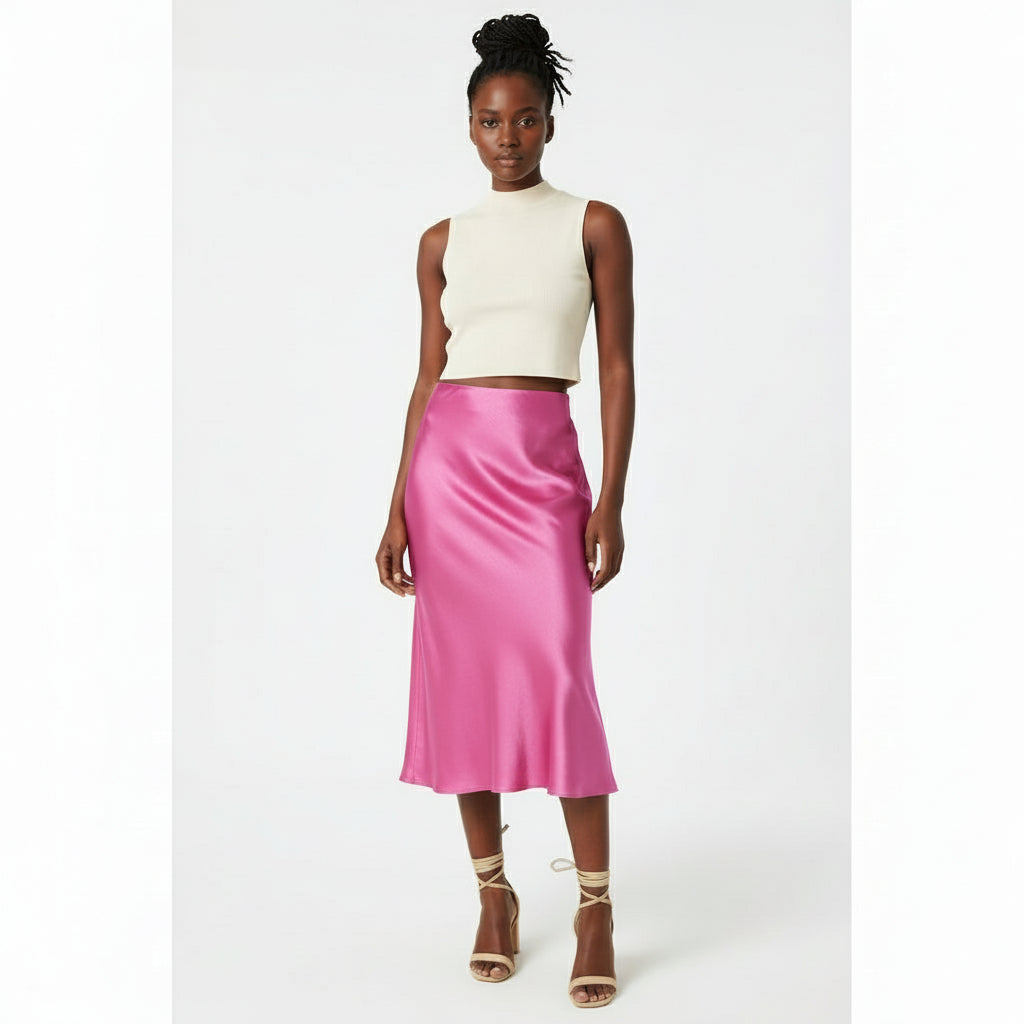High Waisted Summer Satin Skirts