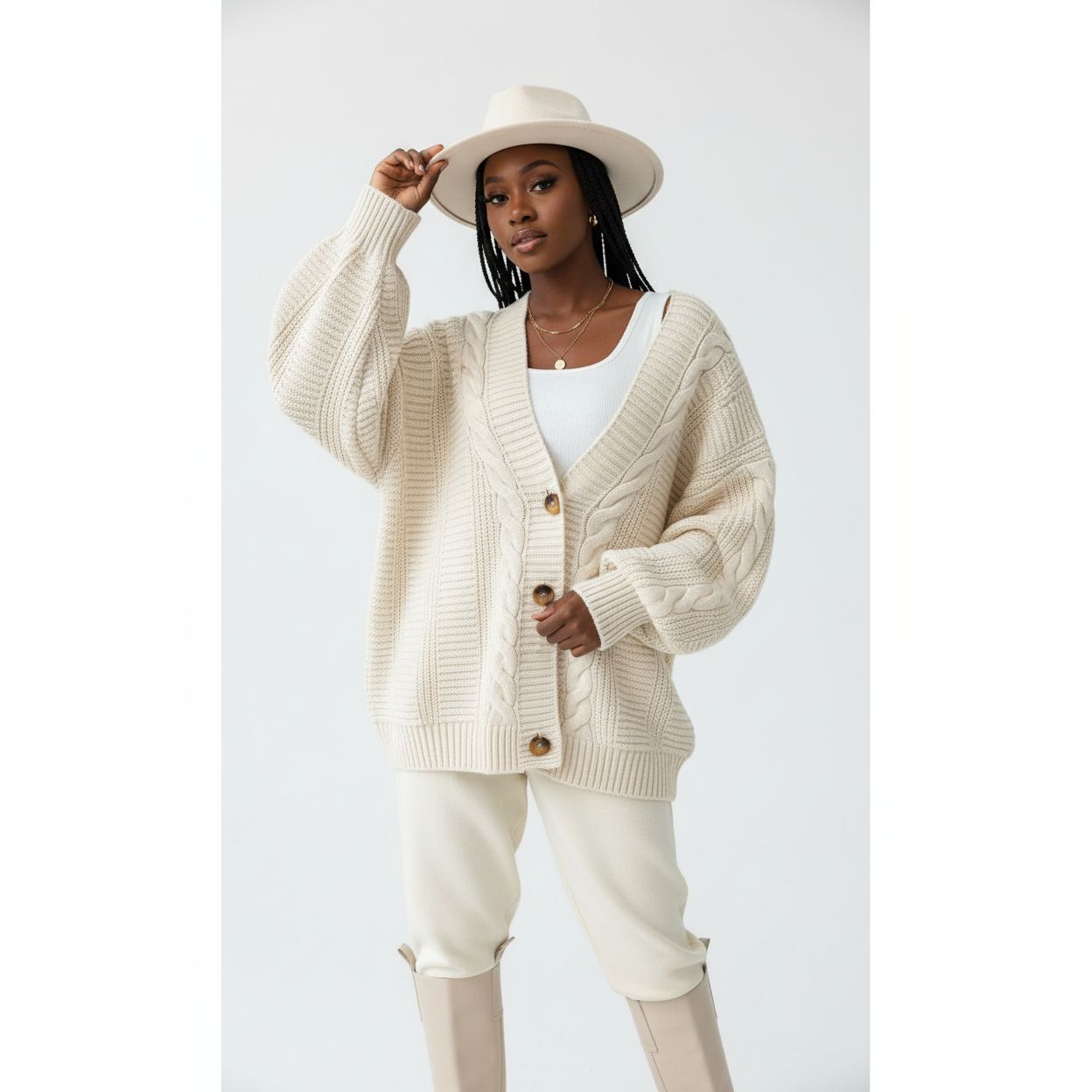 Solid Color Woolen Top and Pant Set