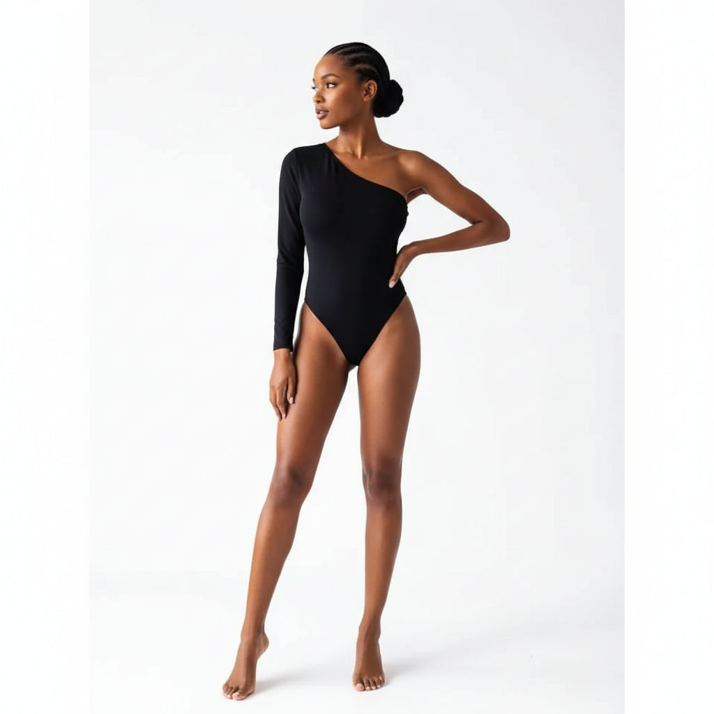One Shoulder Long Sleeve Basic Bodysuit