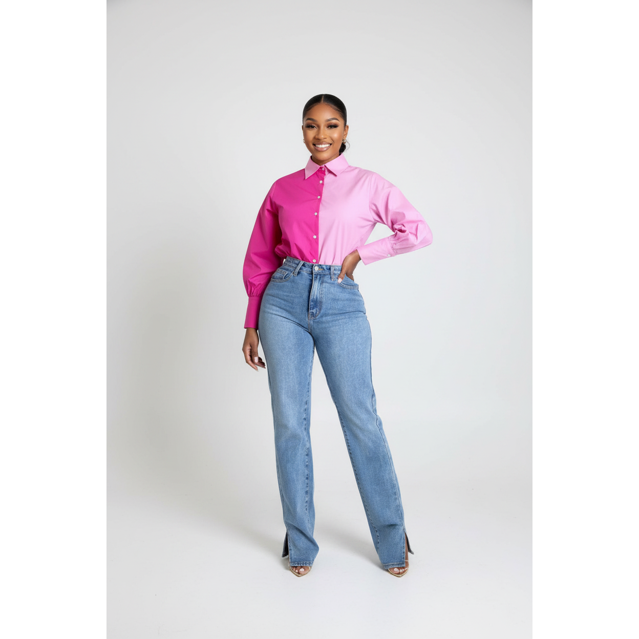 Color block long sleeve shirt