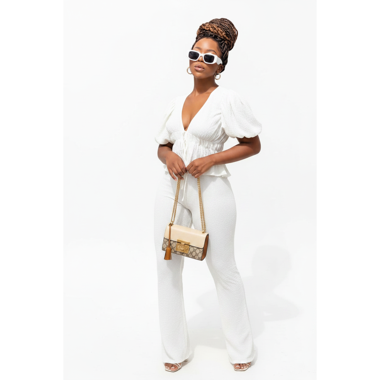 Short Sleeve V-Neck Top & Trousers set