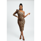 Leopard Print One-Shoulder Sexy Dress
