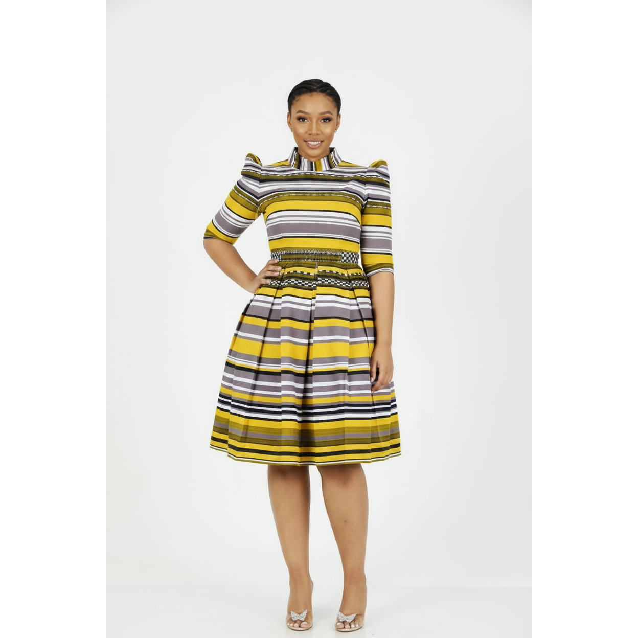 Short Sleeve Round Neck Midi Dress