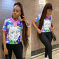 Character Print Lapel Knitted Top