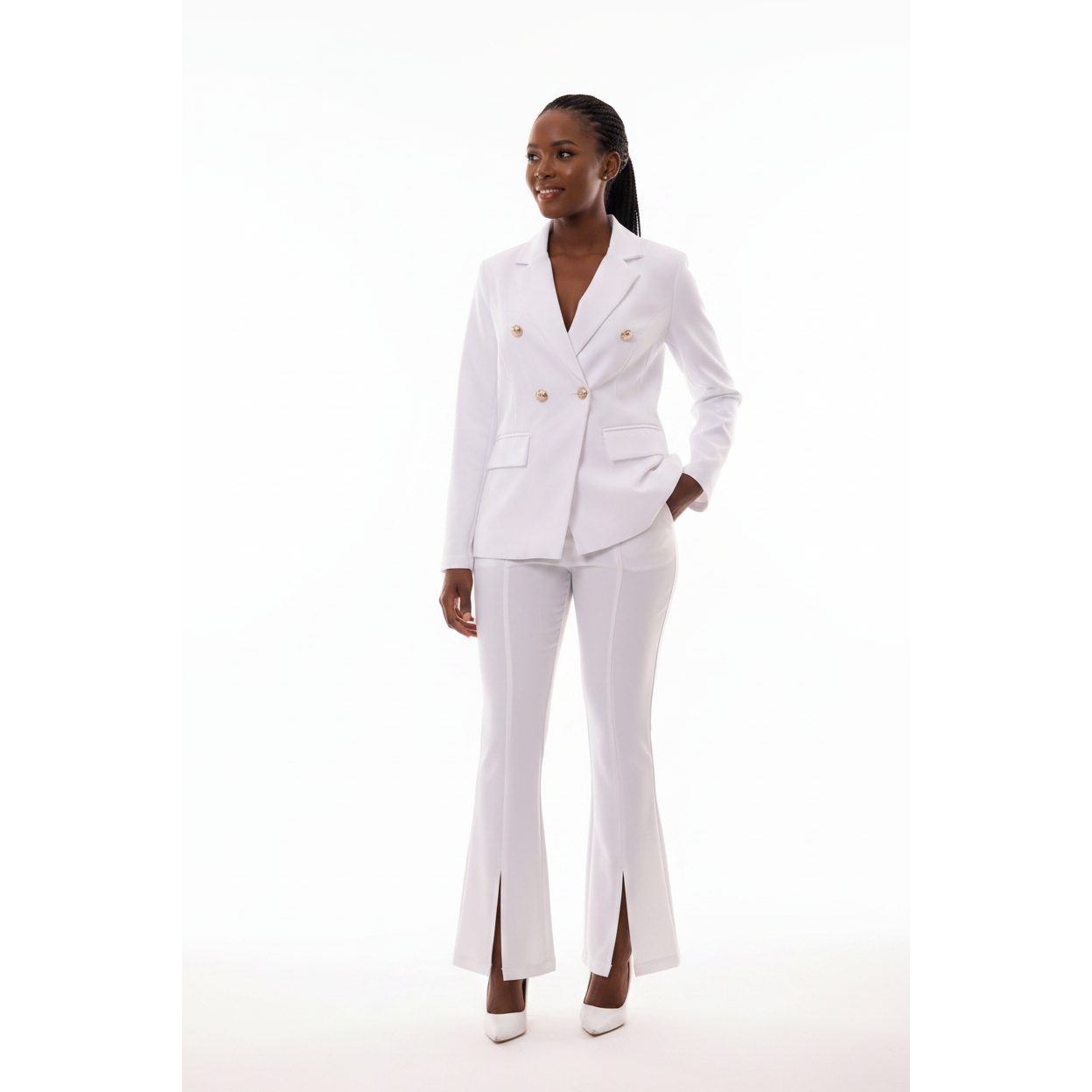 Bottom Slit Pant & Double Breasted Blazer Formal Suit