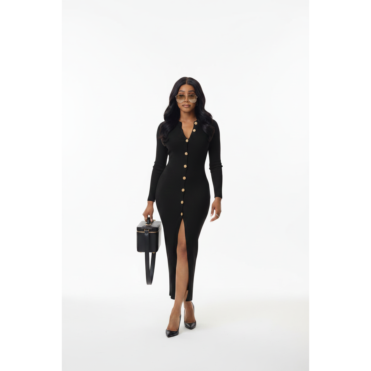Button Detail Sweater Dress