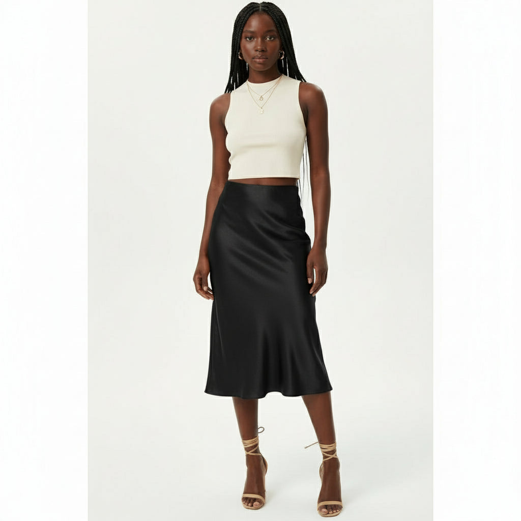 High Waisted Summer Satin Skirts