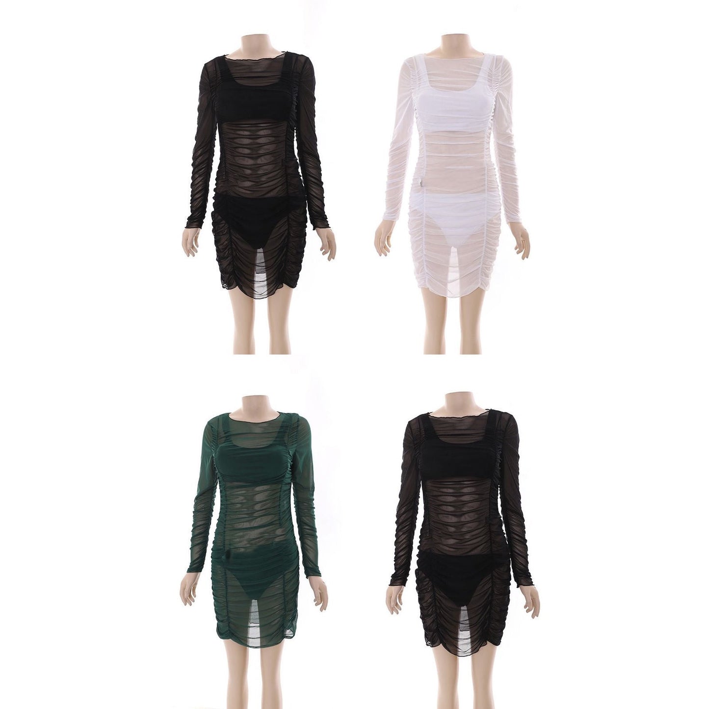 See Through Coverup and Bikini 3Pcs Set