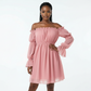 Off Shoulder Chiffon Midi Dress