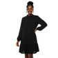 Vintage Ruffled Front Button Long Sleeve Dress