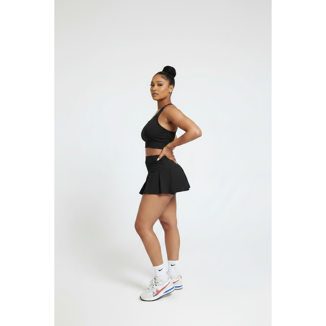 Women's Crop Top & Pleated Skirt Two-Piece Set