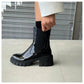 Patent Chunky Heel Boots