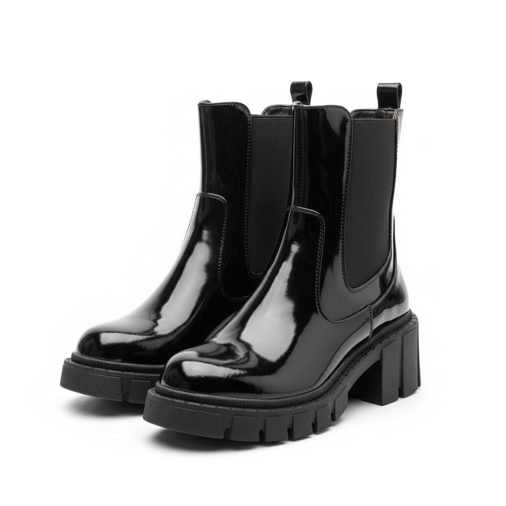 Patent Chunky Heel Boots