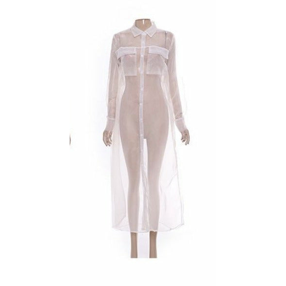 Long Mesh See-Through Cardigan